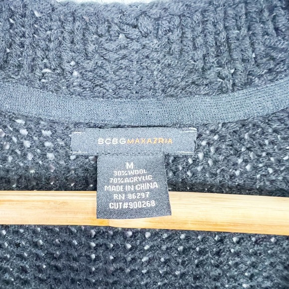 Vintage y2k black long deep v neck wool sweater or dress BCBGmaxazria Medium - Picture 4 of 7